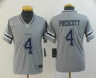 Youth Dallas Cowboys #4 Dak Prescott Grey 2019 Inverted Legend Stitched NFL Nike Limited Jersey->youth nfl jersey->Youth Jersey